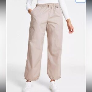 Hippie Rose New Women’s Jrs XL Khaki Beige Cotton Parachute Wide Leg Joggers NWT